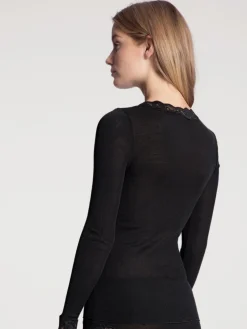 Langarm-Shirt aus Wolle & Seide
