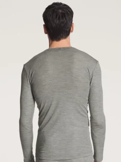 Langarm-Shirt aus Wolle und Seide