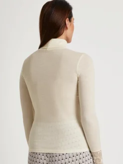 Langarm-Shirt mit Rollkragen aus Wolle-Seide