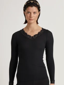 Langarm-Shirt mit Wolle & Seide